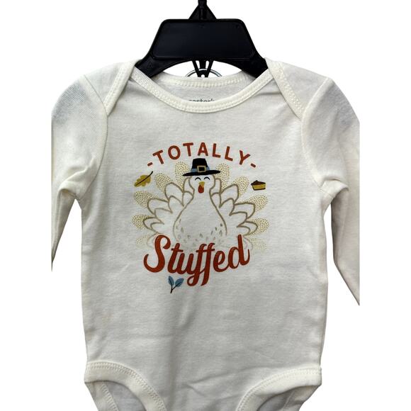 Carter's One Piece With Pants Long Sleeve "Totally Stuffed" Turkey Cream NB NWT - Picture 2 of 8